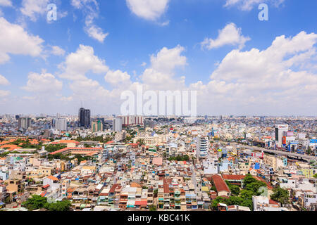 Panoramablick von Ho Chi Minh City (Saigon), Vietnam Ho Chi Minh City ist die grösste Stadt und das wirtschaftliche Zentrum in Vietnam. Stockfoto