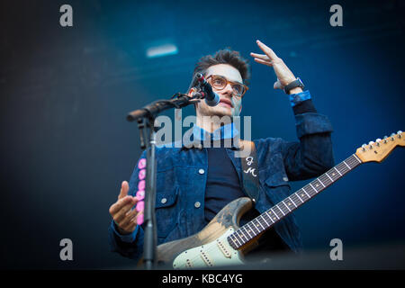 Die Amerikanischen Musiker, Gitarrist und Musiker John Mayer ein Live Konzert in der norwegischen Musik Festival Bergenfest 2014 führt. Norwegen, 15.06.2014. Stockfoto