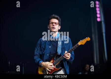 Die Amerikanischen Musiker, Gitarrist und Musiker John Mayer ein Live Konzert in der norwegischen Musik Festival Bergenfest 2014 führt. Norwegen, 15.06.2014. Stockfoto