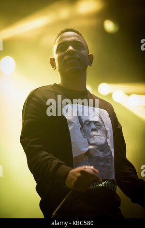 Der amerikanische Rapper Kendrick Lamar führt live Konzert in der norwegischen Musik Festival Øyafestivalen 2013. Norwegen, 08/08 2013. Stockfoto