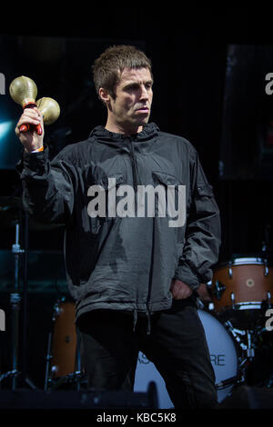 Der englische Sänger, Songwriter und Musiker Liam Gallagher spielt ein Live-Konzert während des norwegischen Musikfestivals Bergenfest 2017 in Bergen. Liam Gallagher ist als Leadsänger der englischen Rockband Oasis bekannt. Norwegen, 14/06 2017. Stockfoto