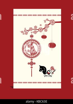 Banner Skizze Hund. Symbol der chinesischen Frohes neues Jahr 2018 Stock Vektor