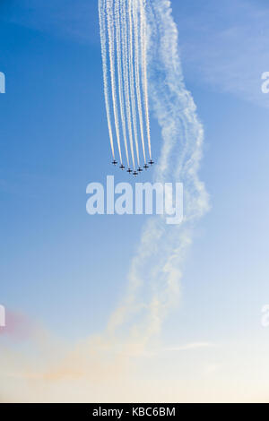 Airshow Festa Al Cel Lleida (Lerida) Barcelona, Patrulla Águila spanische Air Force Aerobatic Team. Stockfoto