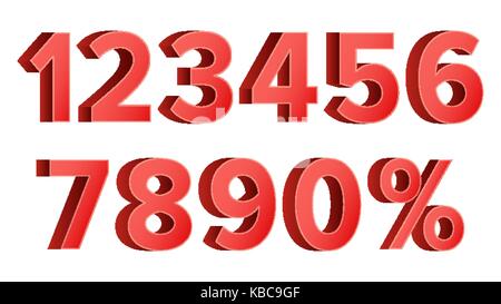 Discount Nummern einrichten Vektor. Zahlen von 0 bis 9. Zeichen von Prozent. Isolierte Abbildung Stock Vektor