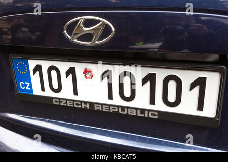 Ungewöhnlich Kfz-Kennzeichen Auto, in der Tschechischen Republik erklärt Stockfoto