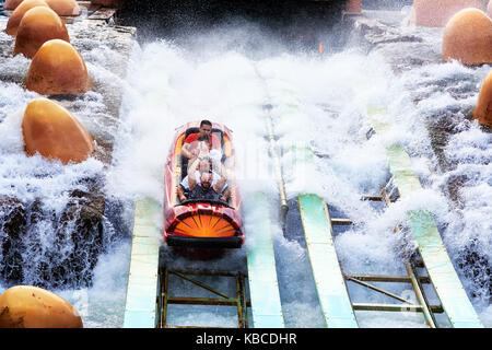 Touristen genießen die Splash Mountain Theme Park, Universal Studios, Orlando, Florida, USA Stockfoto