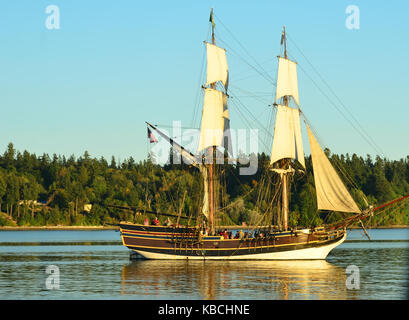 Tall Ships, 'Lady Washington & Hawaiian Häuptling" in Puget Sound, Olympia, WA, August 2017 Stockfoto