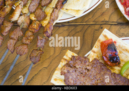 Shish Kebab und Adana kebab Stockfoto