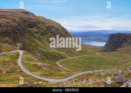 Bealach na Ba Pass; Applecross, Bealach na Ba, Highlands, Schottland, Vereinigtes Königreich Stockfoto