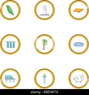 Land Singapur Symbole, Cartoon Stil Stock Vektor