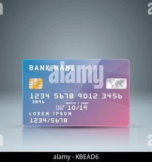 Bankkarte mit reflektieren. Die Kartennummer ist zufällig. Stock Vektor