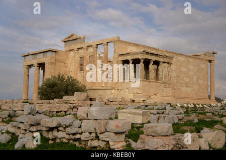 Griechische Tempel des Erechteion auf der Akropolis in Athen Stockfoto