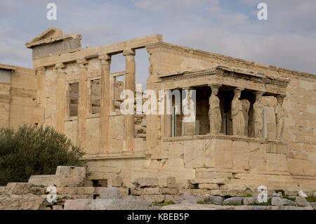 Griechische Tempel des Erechteion auf der Akropolis in Athen Stockfoto