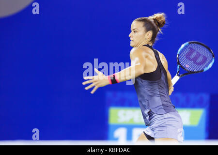 Wuhan, Wuhan, China. 29 Sep, 2017. Französische Tennisprofi Caroline Garcia Niederlagen griechischer Tennisspieler Maria Sakkari 2-0 im Halbfinale des WTA Wuhan Öffnen in Wuhan, Zentralchina Provinz Hubei. Credit: SIPA Asien/ZUMA Draht/Alamy leben Nachrichten Stockfoto