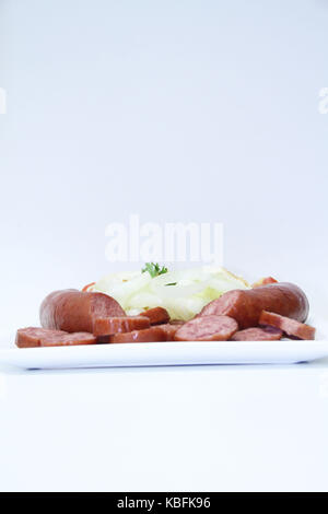 Wurst, Peperoni, Zwiebeln, São Paulo, Brasilien. Stockfoto