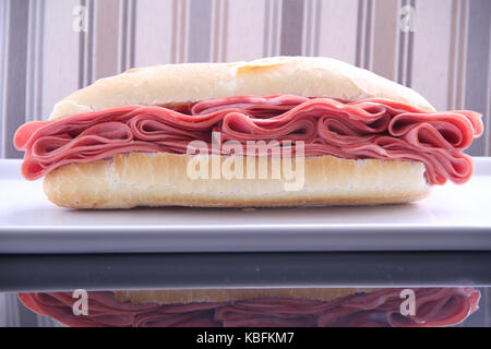 Sandwich, Bologna, Brot, São Paulo, Brasilien. Stockfoto