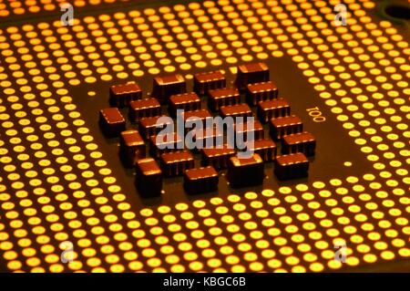 Der Prozessor des Computers schließen, Hintergrund. Stockfoto