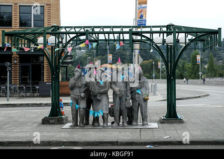 Die Skulptur "Überland" in der Fremont Gegend von Seattle, Washington, USA warten. Stockfoto