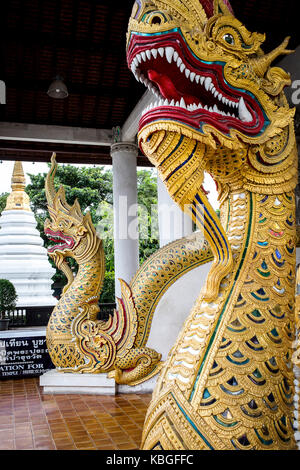 Zugang zum Inneren des Wat Chedi Luang Tempels, Chiang Mai, Thailand Stockfoto