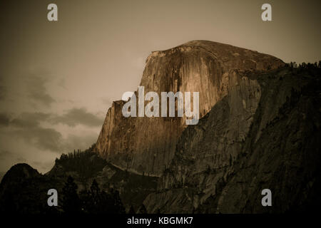 Half Dome von der Talsohle Stockfoto