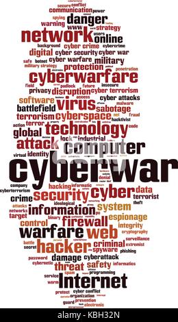 Cyberwar Wort cloud Konzept. Vector Illustration Stock Vektor