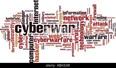 Cyberwar Wort cloud Konzept. Vector Illustration Stock Vektor