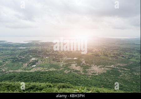 Ansicht der Flächennutzung um pasak jolasid Dam in der Provinz Lop Buri, Thailand Stockfoto