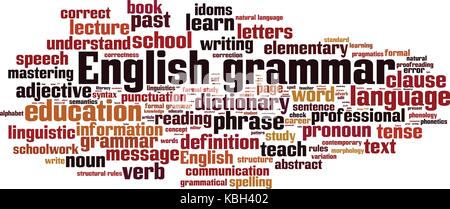Englische Grammatik Wort cloud Konzept. Vector Illustration Stock Vektor