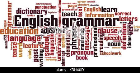 Englische Grammatik Wort cloud Konzept. Vector Illustration Stock Vektor