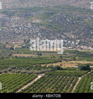 Landschaft und Berge im Sommer, in der Nähe von orba, Costa Blanca, Spanien Stockfoto