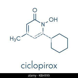 Antimykotikum Ciclopirox Molekül. Skelettmuskulatur Formel. Stock Vektor