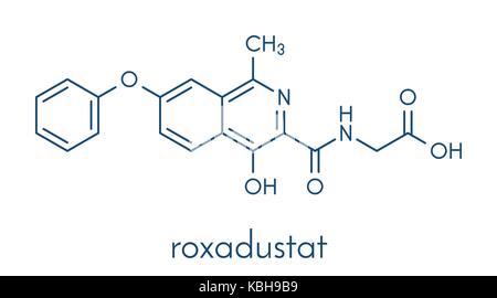 Roxadustat Droge Molekül. Hemmer der Hypoxie-induzierbarer Faktor prolyl-hydroxylase, dass ist in der Entwicklung (2016) für die Behandlung von Anämie bei chronischen Ki Stock Vektor