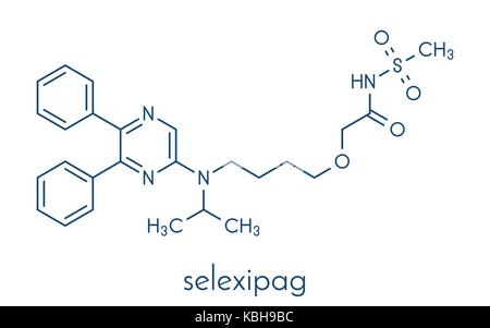 Selexipag pulmonaler arterieller Hypertonie Medikament Molekül. Skelettmuskulatur Formel. Stock Vektor