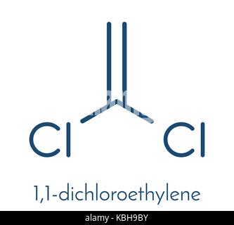 1,1-dichloroethene (DCE) polyvinylidine Chlorid (PVDC) Baustein. Skelettmuskulatur Formel. Stock Vektor