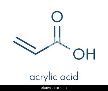 Acrylsäure Molekül, Polyacrylsäure (PAA, Carbomer) Baustein. PAA wird in der Produktion von wegwerfwindeln verwendet. Skelettmuskulatur Formel. Stock Vektor