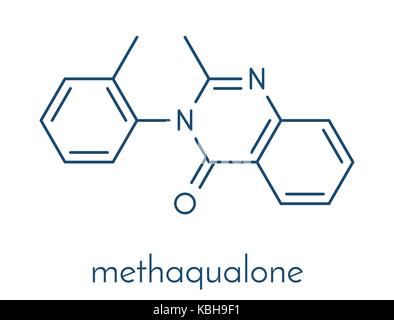 Methaqualone Drogen, chemische Struktur. Skelettmuskulatur Formel. Stock Vektor