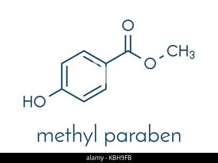 Methylparaben Konservierungsmittel Molekül. Skelettmuskulatur Formel. Stock Vektor