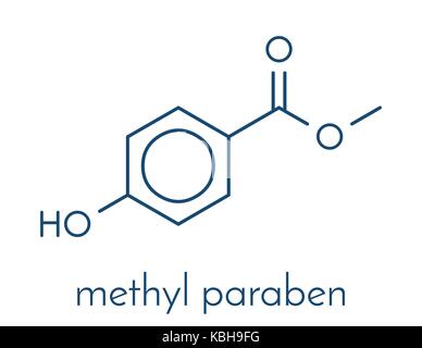 Methylparaben Konservierungsmittel Molekül. Skelettmuskulatur Formel. Stock Vektor