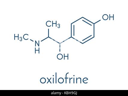 (Oxilofrine methylsynephrine, oxyephrine) Stimulans, chemische Struktur. Skelettmuskulatur Formel. Stock Vektor