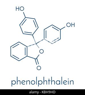 Indikator Phenolphthalein Molekül. In Säure-Base-Titrationen und als Abführmittel verwendet. Skelettmuskulatur Formel. Stock Vektor