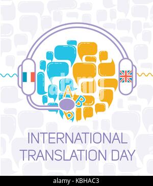 Grußkarte. Urlaub - International Translation Day. Symbol in der linearen Stil Stock Vektor