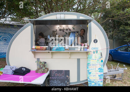 Single Fin Café Café bei Seal Rocks, popular Seaside Holiday Village in der Mitte der Nordküste von New South Wales, Australien Stockfoto