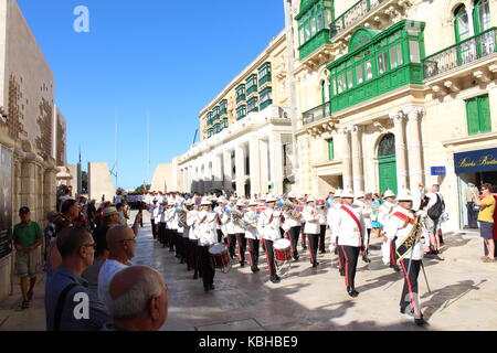 Unabhängigkeitstag vor dem Parlament von Malta, Valletta, Malta, 21. September 2017 Stockfoto