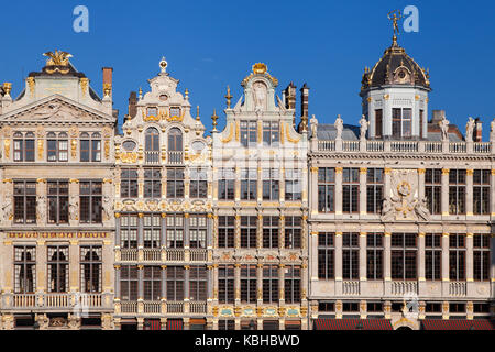 Alte Gilde Häuser am Grand Place in Brüssel, Belgien. Stockfoto