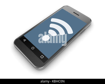Wlan anmelden Mobil Telefon", dies ist eine 3D-gerenderte Computer generierte Bild. auf weißem isoliert. Stockfoto