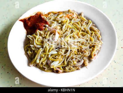 Singapur Hokkien mee ist eine populäre lokale Küche in Malaysia und Singapur, die ihren Ursprung in der Provinz Fujian in China hat. Die Schale besteht aus e Stockfoto