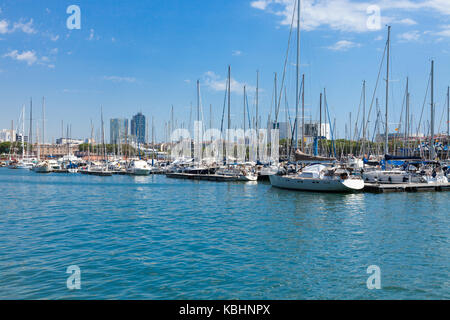 Hafen von Barcelona Yachten Stockfoto