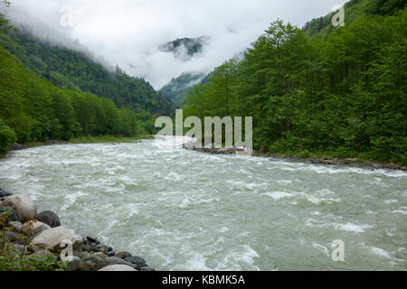 Die firtina Fluss, gut für Wildwasser-rafting bekannt, beginnt im kackar Berge und läuft 57 km durch die üppige Landschaft bis zum Schwarzen Meer Stockfoto