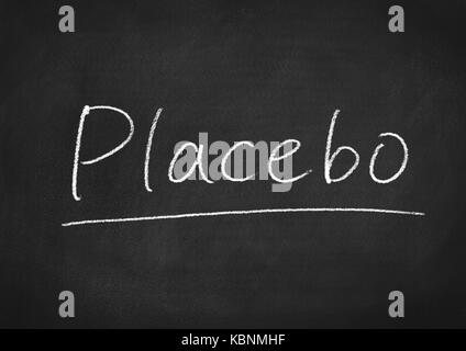Placebo Konzept Wort auf einer Schiefertafel Hintergrund Stockfoto