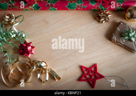 Weihnachten Geschenkverpackung Hintergrund oder Grenze. Stockfoto